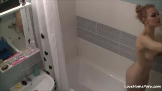 Curvy Girl Gets Naked And Takes A Shower