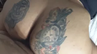 Monster Tattooed Booty bounces on my fat cock POV