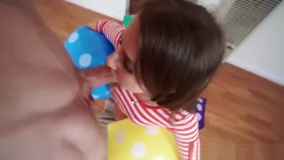 Tiny teen amateur cocksucking up side down