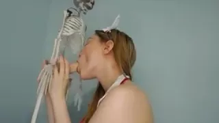 Nurse with natural tits use a vibrator