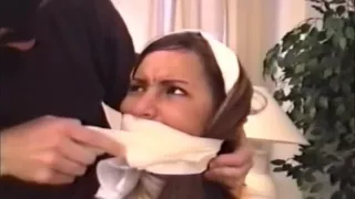 girl in fetish uniform uses strapon to fuck her boyfriend 