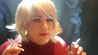 smoking fetish sissy smokes four cigarettes at once