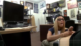 Petite blonde babe banged by pawn keeper