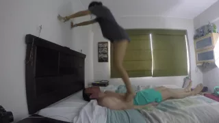 Stomach trampling and 100 BRUTAL JUMPS ( tiptoes)