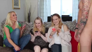 Clothed teens sucking rod