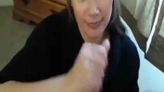 Girl Jerks Off Her Boyfriend And Takes Load In Mouth