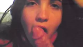 dirty cock-loving amateur teases a hard cock with her sexy tongue