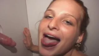 Brunette Amateur Sucking Dick And Taking Facial At Glory Hole