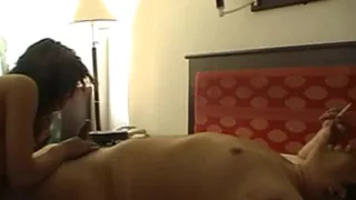 Asian girlfriend fucking and sucking her chubby boyfriend off homemade