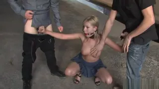 Stunning blonde anal fuck at public bus