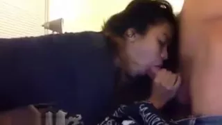 Cute Girl Gives A Blowjob In Front Of Camera
