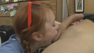 Pretty Redheaded Bimbo Dolly Little Smokes Pole In Pawn Shop