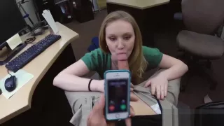 Lovely blonde babe pawns pussy and pounded by pawn man