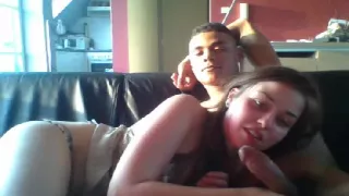 Amateur college teen gives blowjob