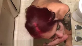 Red head abusing herself in bathroom