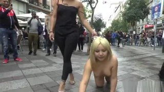 Chubby blonde disgraced outdoor