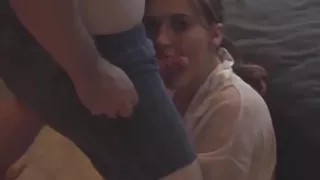 lovely teen used as her Daddy's smoke-slut