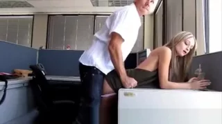 blonde cute teen at the office lets loose