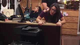 real lesbian robber on her knees for blowjob 