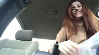 Freckle Faced Milf Masturbates With A Cucumber At A Parking Lot