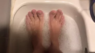 Cleaning my tired dirty feet