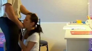 Russian Pigtail School Girl Her Private Old Tution Teacher