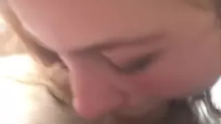 Sexy redhead gives blowjob