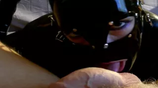 Latex Belle - giving my friend a rimjob and blowjob