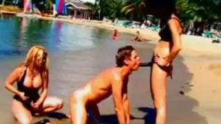 Two Nasty Bitches Strapon Peg Guy at the Beach