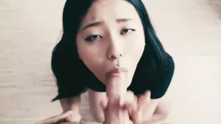 Asian girl gives dedicated sloopy blowjob
