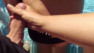 MILF Fucked in the Pool, Big Cumshot on Tit's