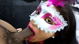 sexy big tit latina girlfriend  sloppy blowjob and titty fucking in public