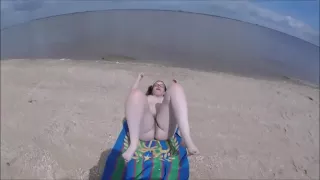 Sunblock Massage on a Pigtail Cute Girl on Beach