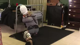 Tranny Babysitter Bound and Gagged with Pantyhose and Socks