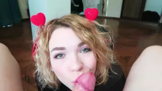 Baby Face Teen Fingering Herself after Deepthroat and Swallow Daddy