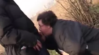 My wife likes giving head in the wood (1)