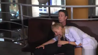 Czech slave lady sucking in public