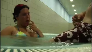 stupid slut blowjob  in hot tub