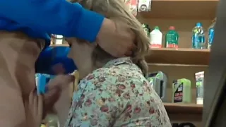 Amateur blowjob in a shop