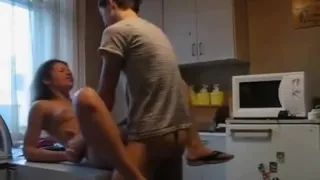 Teenage sex in the kitchen