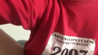 Ftm transboy uses big dildo and cums