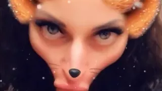 young foxy girl SUCK DICK and gets CUM in her slobbery MOUTH on snapchat
