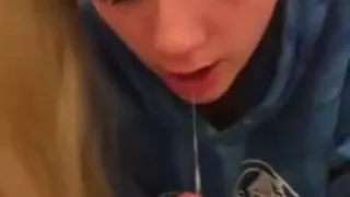 Very Young Blonde Amateur Sucks and Swallows Cum