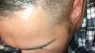 Chubby guy sucks straight cock