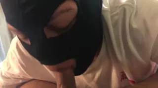 Amateur teen gives ex a juicy blowjob and swallows cum