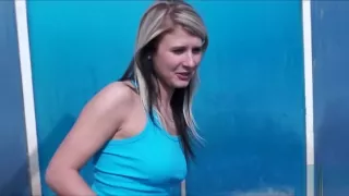 Damn hot Tracy rides dudes stiff cock at the cash side