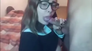 Beautiful College Girl With Glasses Gives a Blowjob-xxx1one
