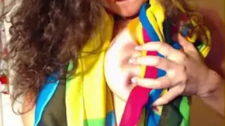 Hot brunette Czech babe with big tits strips on cam