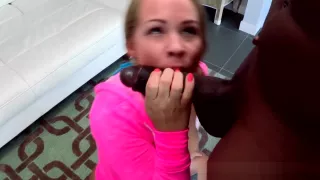 Teen deepthroats bbc with enthusiasm