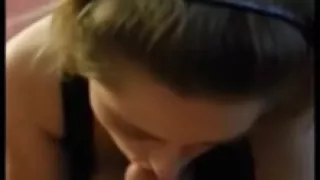 Hot college girlfriend giving a great blowjob